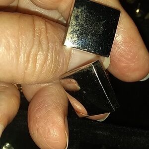 silver tone square cufflinks set